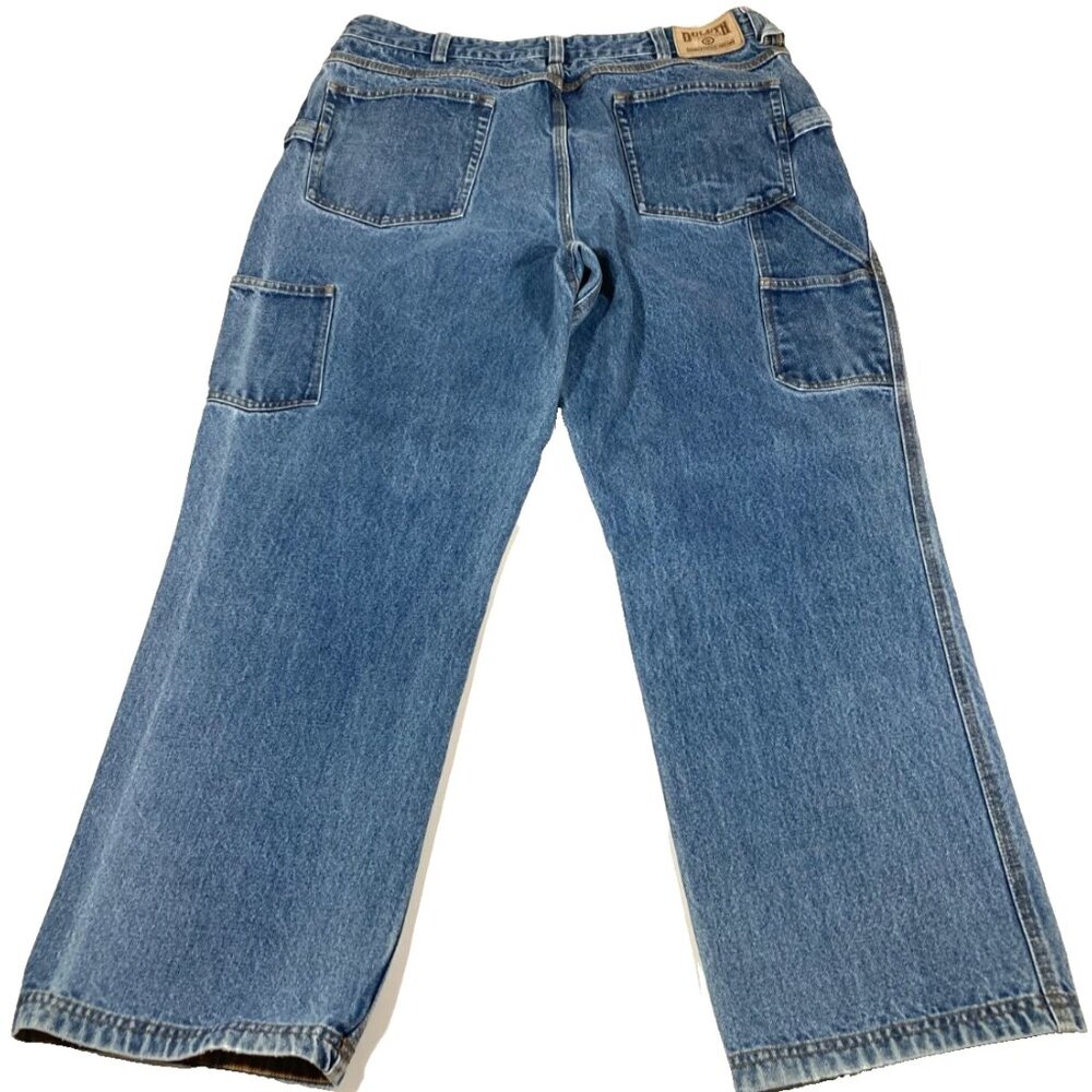 Duluth Trading Co. Mens 38x30 Carpenter Blue Denim Work Jeans Vintage Straight